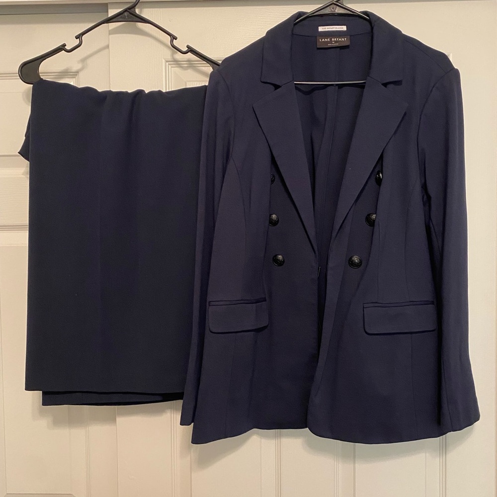 Lane Bryant Navy Double-Breasted Suit
